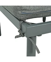 6-Pc Half Moon Patio Sofa Set, Wicker, Glass Tables, Cushions & Pillows - Gray