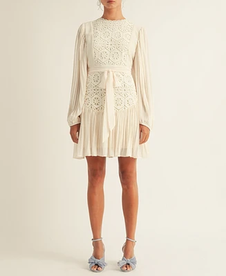 Arose Studio, Inc Women's Jules Lace-Trim Blouson-Sleeve A-Line Dress