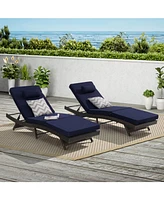 Outdoor Wicker Reclining Lounge Chairs (Set of 2) - Beach, Pool, Garden