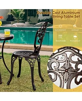 Gymax 3PCS Cast Aluminum Patio Bistro Set Outdoor Table & Chairs Furniture Set