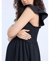 Motherhood Maternity Sleeveless Ruffle Shoulder Smocked Maxi Dress