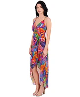 Siena Women's Floral Print Sleeveless High-Low Maxi Dress
