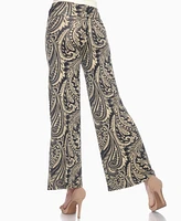 White Mark Women's Paisley Print Wide Leg Pants