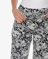 White Mark Women's Floral Print Wide Leg Palazzo Pants