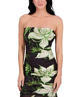 Siena Women's Printed Stretch-Mesh Asymmetric Midi Dress