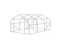 Greenhouse with Green Pe Cover and Heavy-Duty Steel Frame