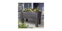 Rectangular Plastic Raised Garden Bed Planter Box - Cedar Wood Finish