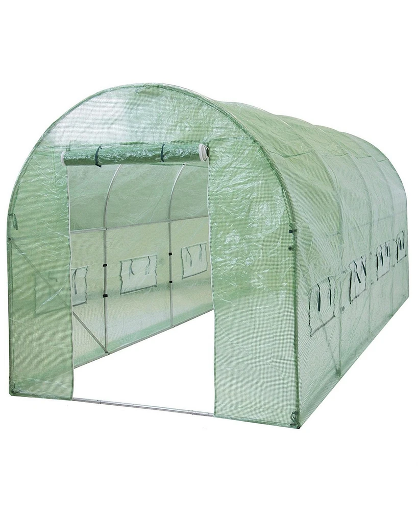 Outdoor Hoop House Greenhouse with Steel Frame for Year-Round Gardening