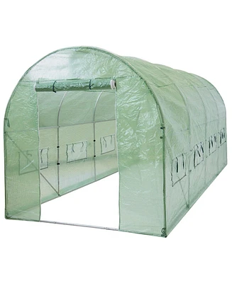 Outdoor Hoop House Greenhouse with Steel Frame for Year-Round Gardening