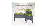 Multi-Functional Wooden Planter Box with Separate Flower Space