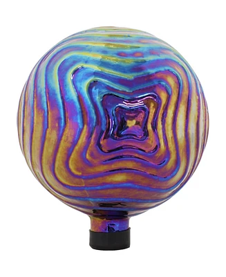 Glass 10 inch Gazing Ball for garden - Decorative Gazing Globe for Patio and Backyard - Iridescent Rippled Texture