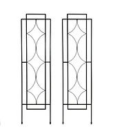 2-Piece Chic Diamonds Design Garden Trellis for Climbing Plants Set - Metal Decorative Outdoor Plant and Flower Trellis - 60-Inch Tall Each - Black
