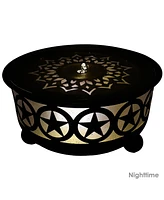 All Star 25.25" Diameter x 14.25" H Galvanized Iron Bowl Outdoor Water Fountain with Led Lights - Electric Submersible Pump Included