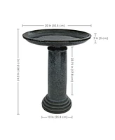 Toulon Outdoor Ceramic Bird Bath - 24.5" H - Uv- and Frost-Resistant - Glazed Bowl - Black Mist Glaze