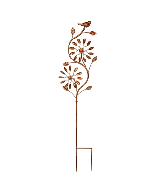 Twirling Twigs Large Wind Spinners Outdoor for Garden - Spinner Yard Art with 2-Point Step-In Stake - 48" H