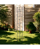 Narrow Metal Garden Trellis with Sprouting Twig Leaf Design for Climbing Plants