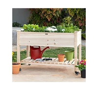 Locking Wheels Raised Mobile Garden Wood Planter for Easy Mobility and Elevated Planting