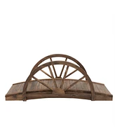 Farmhouse Half-Wheeled Stained Garden Bridge for Outdoor Landscaping and Decoration