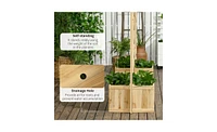 Rectangular Wooden Planter Box for Flowers and Herbs