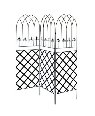 3-Panel Lattice Screen Garden Trellis for Outdoor Privacy and Plant Support