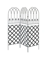 3-Panel Lattice Screen Garden Trellis for Outdoor Privacy and Plant Support