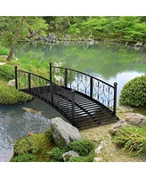 Outdoor Arch Garden Bridge with Side Rails for Elegant Landscaping and Garden Paths