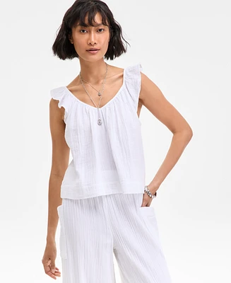 On 34th Women's Cotton Gauze Flutter-Sleeve Top, Exclusively at Macy's