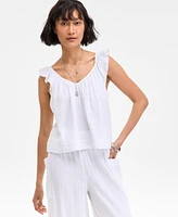 On 34th Women's Cotton Gauze Flutter-Sleeve Top, Exclusively at Macy's