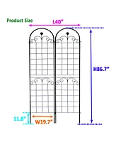 2 Pack Metal Garden Trellis for Climbing Plants Outdoor 86.7'' x 19.7'' Rustproof Plant Support Rose Trellis Netting Trellis Black