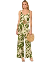 Adrianna by Papell Women's Palm-Print Wide-Leg Jumpsuit