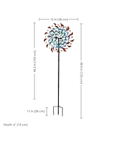 Rainbow Breezes Metal Garden Wind Spinner - Removable Pole Sections for Adjustable Height - Dual-Motion Blades - 360-Degree Swivel