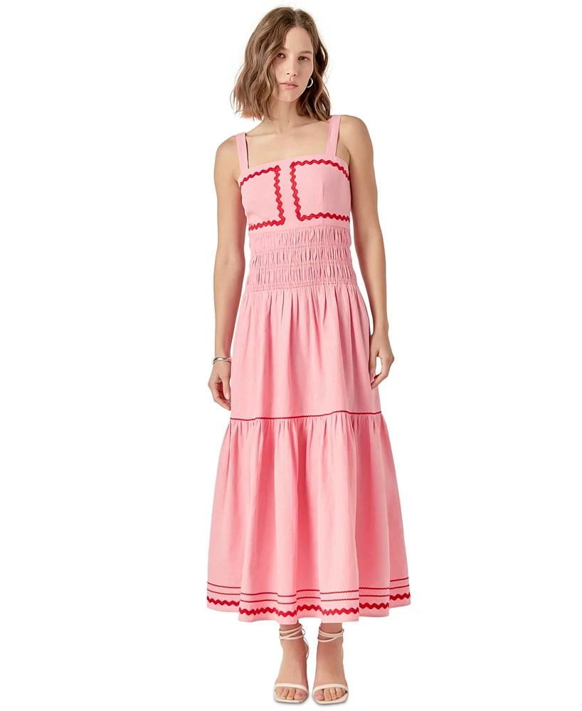 English Factory Women's Ric Rac Square-Neck Maxi Dress