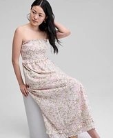 And Now This Women's Cotton Smocked Strapless Maxi Dress, Exclusively at Macy's
