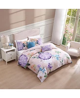 Bebejan Bright Bouquet Bedding 100% Cotton Sateen 5 Piece Queen Size Reversible Comforter Set