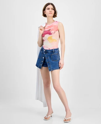 Bar Iii Women's Split Denim Skort, Exclusively at Macy's