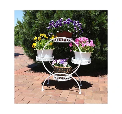 4-Tier Ferris Wheel Metal Plant Stand - Indoor or Outdoor Flower Pot Holder - 28" H