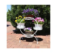4-Tier Ferris Wheel Metal Plant Stand - Indoor or Outdoor Flower Pot Holder - 28" H