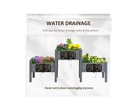 3 Wood Elevated Planter Set Vegetable Herb Flowers Raised Garden Beds