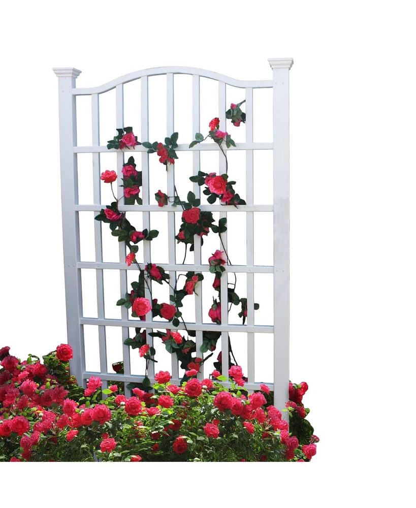 Vinyl Garden Trellis with Arch Top for Climbing Plants and Outdoor Decor