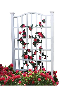 Vinyl Garden Trellis with Arch Top for Climbing Plants and Outdoor Decor