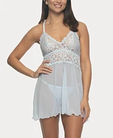 Jezebel Women's Renee Sheer Babydoll Nightgown 2 Piece Lingerie Set