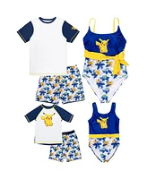 Pokemon Boys Upf 50+ Rash Guard Swim Trunks Outfit Set