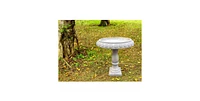 Lightweight Weathered Concrete Fiberglass Stone Birdbath for Outdoor Garden Decoration
