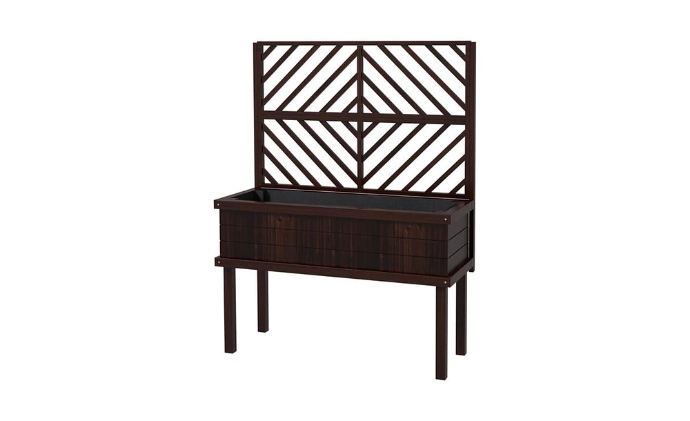Multi-Functional Wooden Planter Box with Flower Shelf