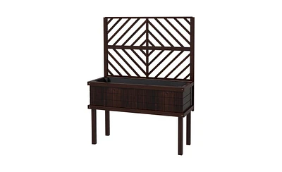 Multi-Functional Wooden Planter Box with Flower Shelf