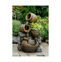2-in-1 Outdoor Polyresin 15-Gallon Pouring Pots Water Fountain Planter