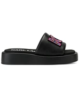 Karl Lagerfeld Paris Women's Opal Stone Platform Slide Flat Sandals