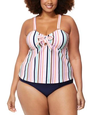 Raisins Curve Trendy Plus Size Tanzania Bow Trim Tankini Top Costa Bikini Bottoms