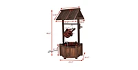 Outdoor Patio Garden Solid Wood Wishing Well Water Fountain with Pump