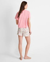 State Of Day Womens Short Sleeve Tee Drawstring Floral Shorts Exclusively At Macys